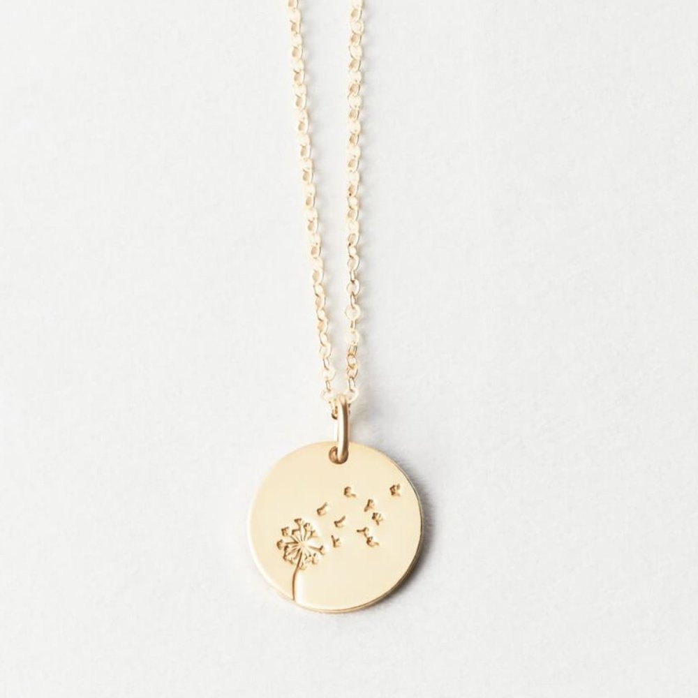 Dandelion Wish Minimal Boho Flora Charm Necklace - Picture 4 of 15